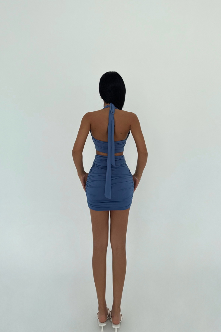 İndigo Gül Detay Etekli Takım ATE-1532 - EYYO