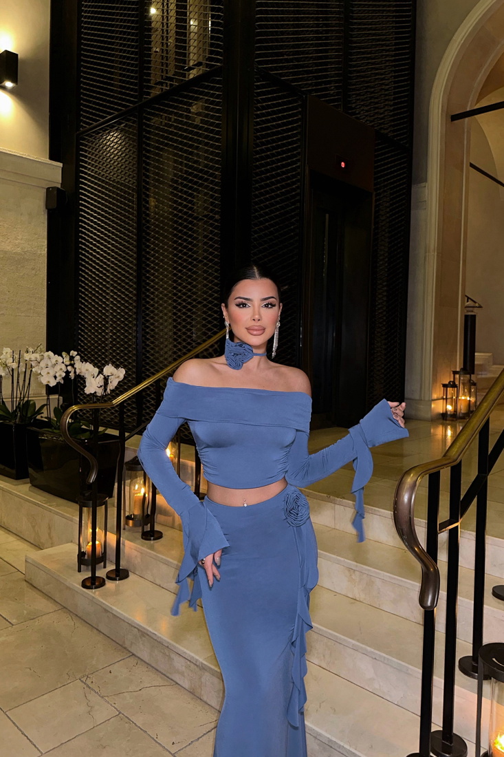 İndigo Gül Detay Sakura Takım ATE-0858 - EYYO