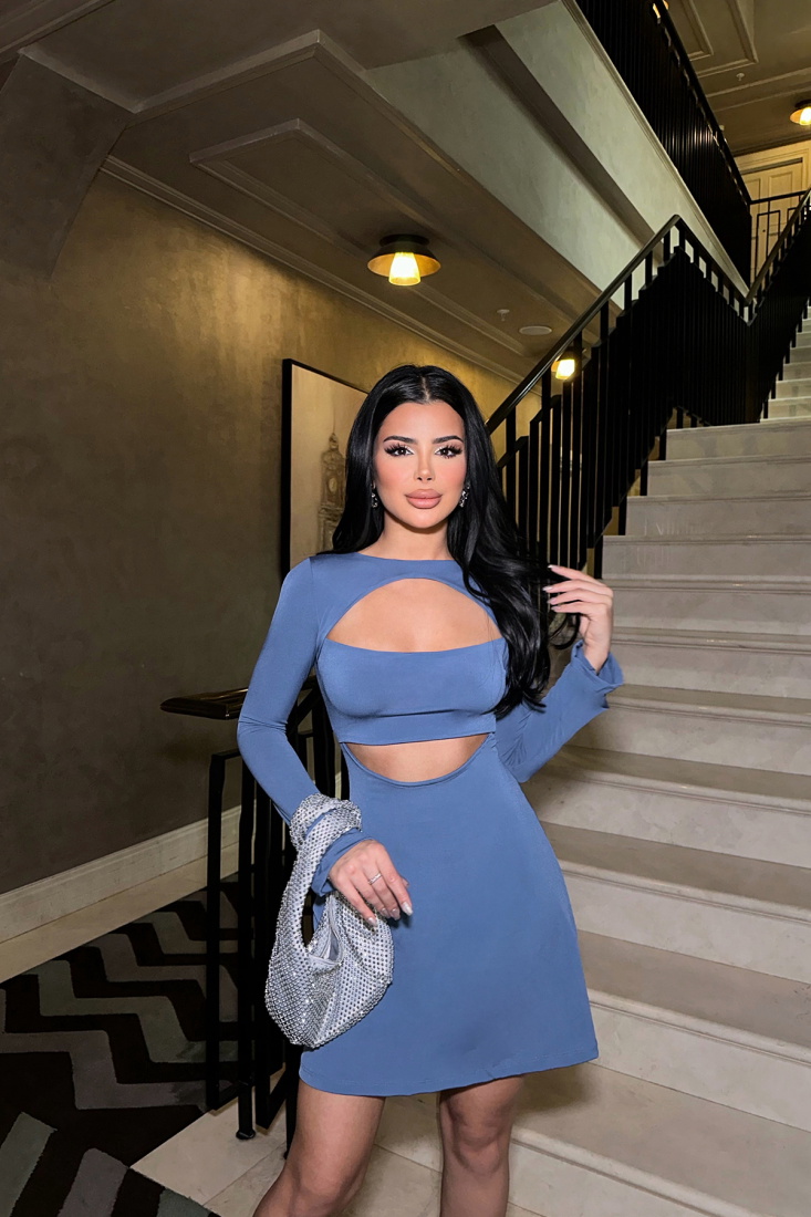 İndigo Sebastıan Pencere Detay Elbise ATE-0861 - EYYO