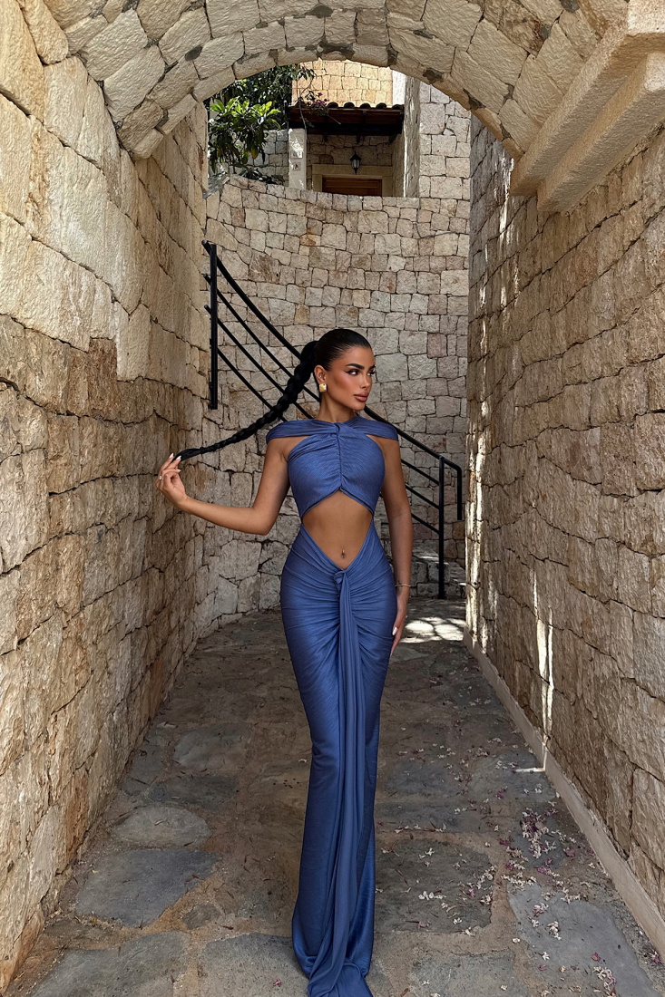 İndigo Orleans Uzun Elbise ATE-3052 - EYYO