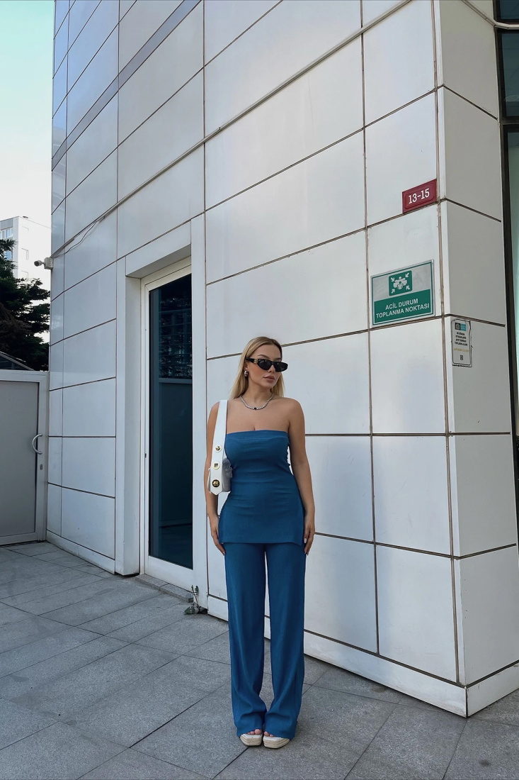 Tanisa İndigo Pantolonlu Takım ATE5346 - EYYO