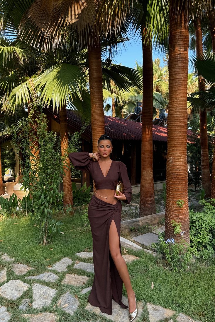 Kahverengi MAİKA ALT ÜST TAKIM ATE-1213 - EYYO