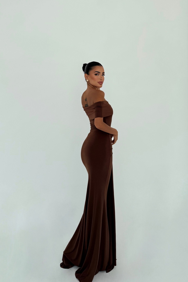 Kahverengi Allayia Uzun Elbise ATE-3081 - 3