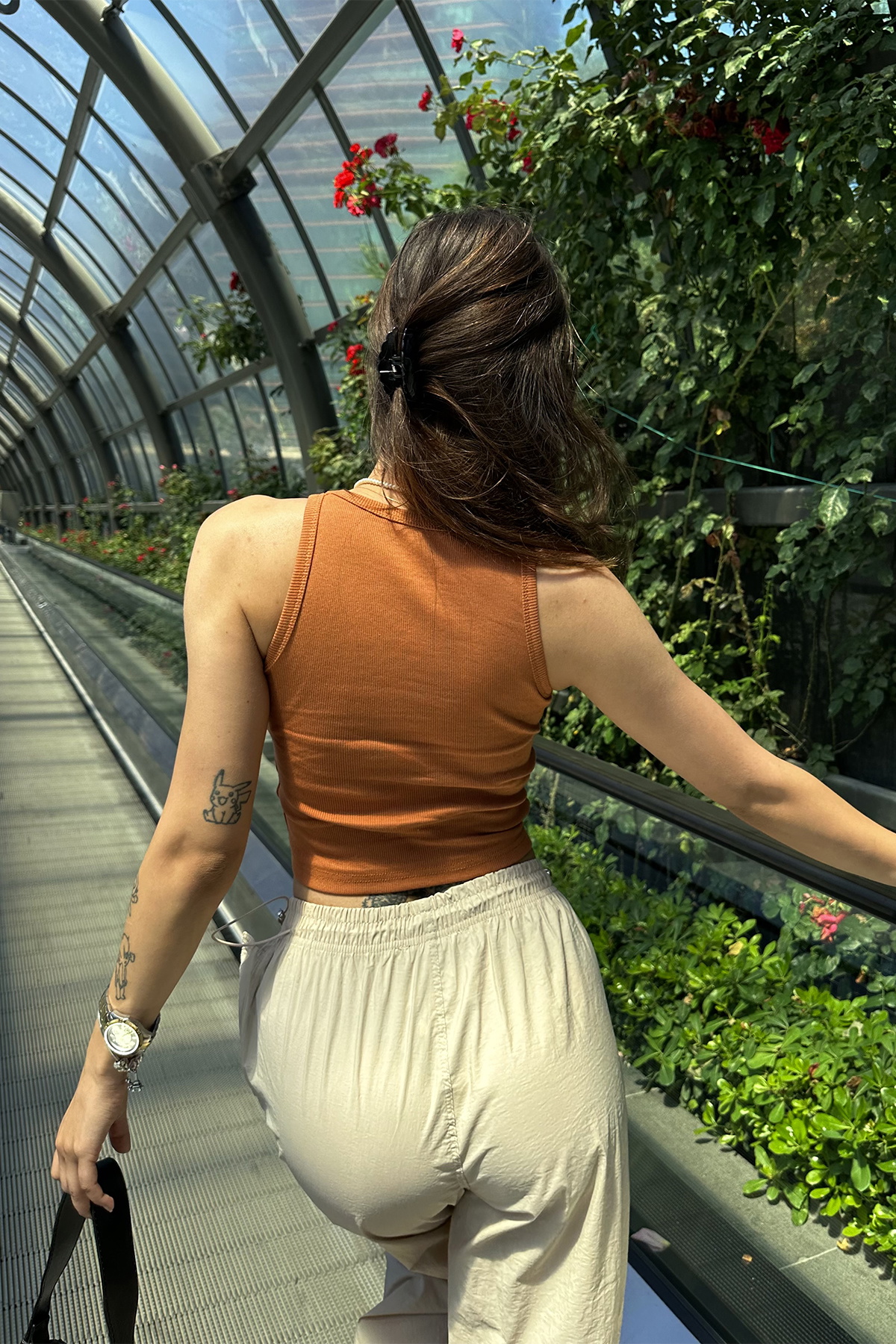Kahverengi Amour Parıs Yazılı Crop Top ATE7319 - 5