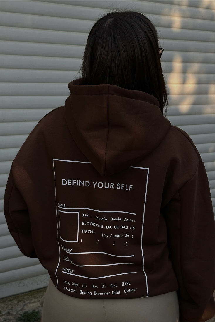 Kahverengi Arkası Baskılı Oversize Sweat ATE3426 - EYYO