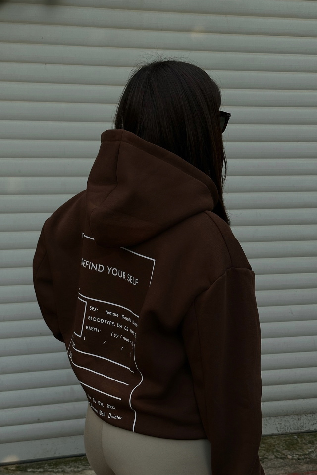 Kahverengi Arkası Baskılı Oversize Sweat ATE3426 - 3