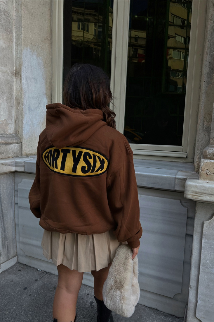 Kahverengi Arkası Baskılı Sweat ATE2344 - EYYO