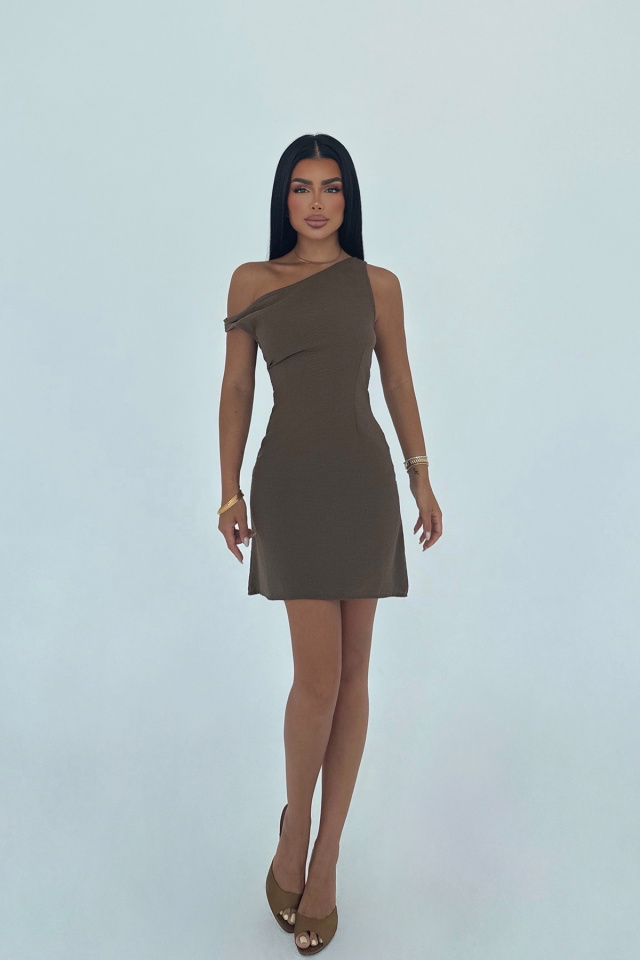 Kahverengi Briola Mini Elbise ATE-3121 - 2