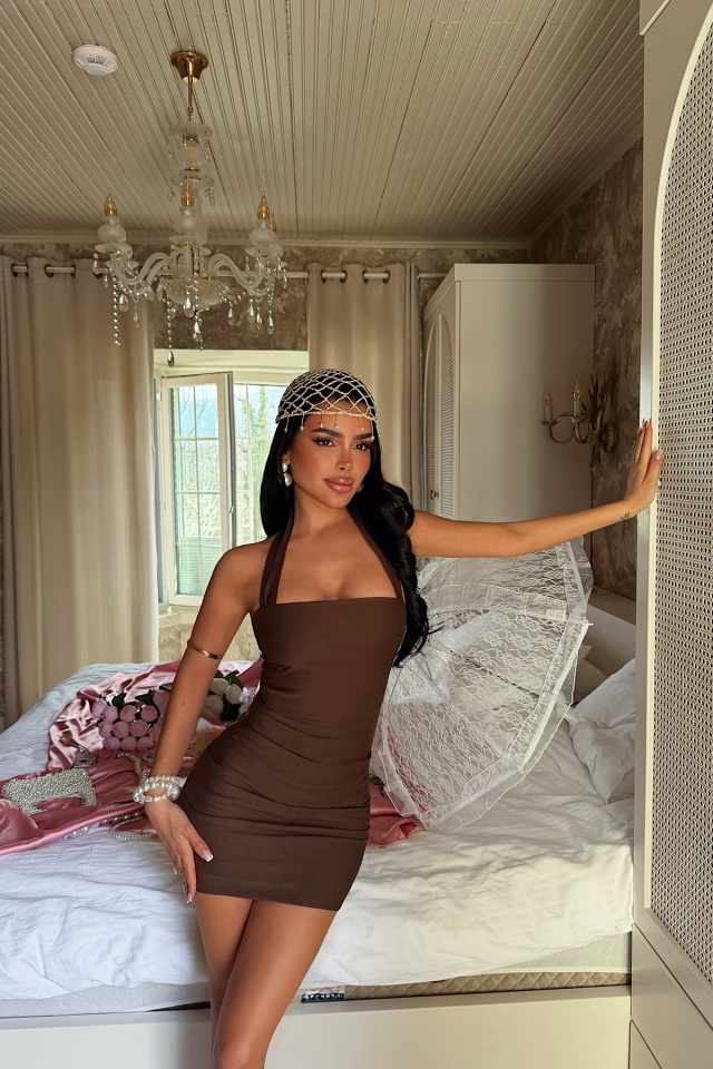 Kahverengi Cilimu Elbise ATE-4831 - 1