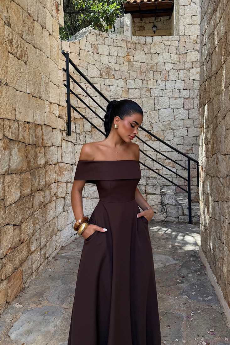 Kahverengi Creil Elbise ATE-2920 - EYYO