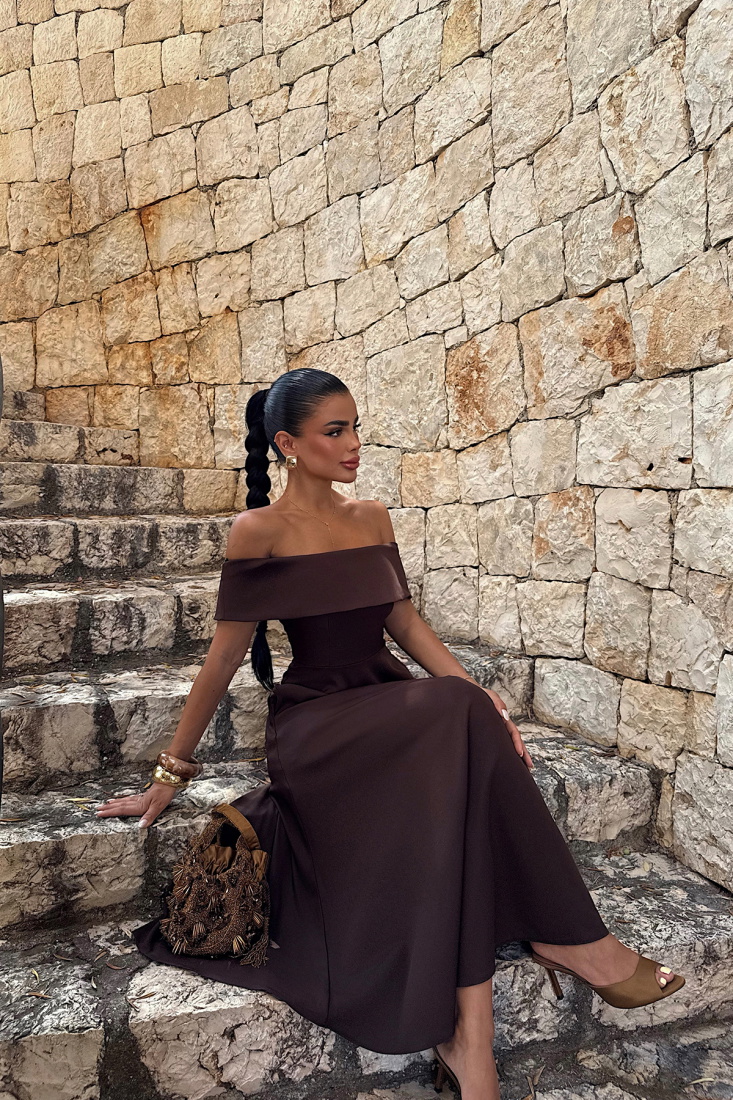 Kahverengi Creil Elbise ATE-2920 - EYYO