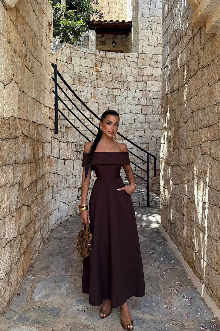 Kahverengi Creil Elbise ATE-2920 - EYYO