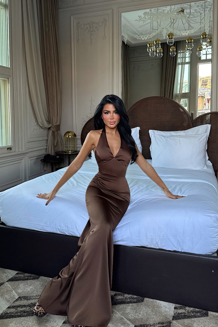 Acı Kahve Sartoria Uzun Elbise ATE-3508 - EYYO