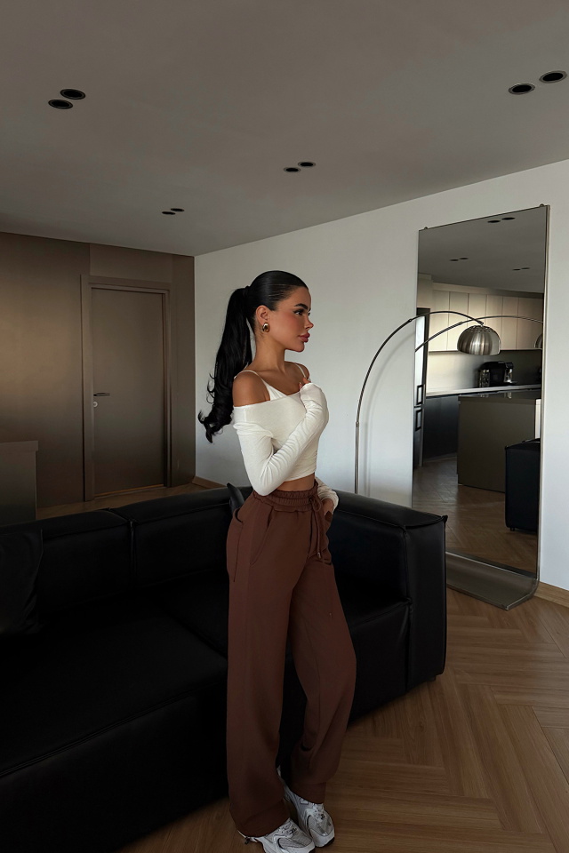 Kahverengi Bağlamalı Eşofman Altı
