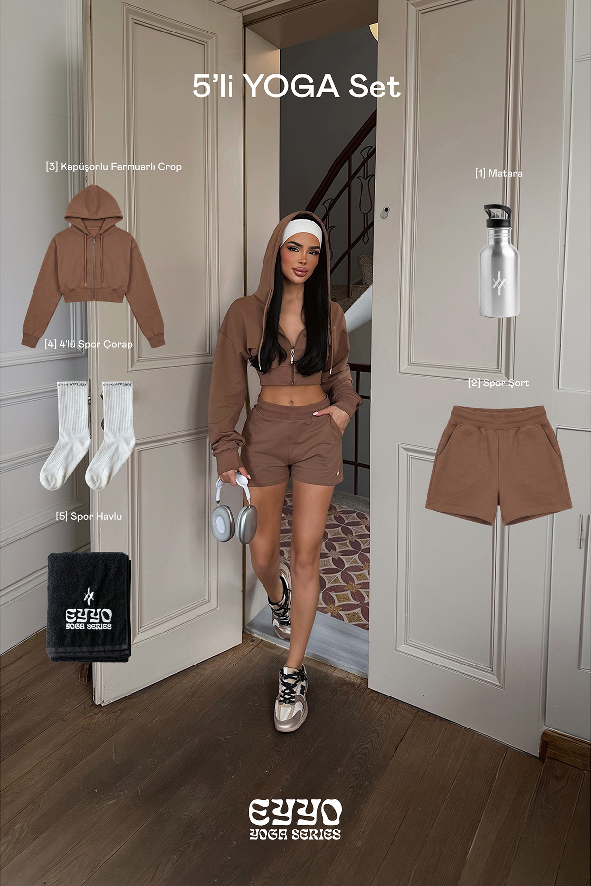 Kahverengi Bunna 5'li Yoga Set - 1