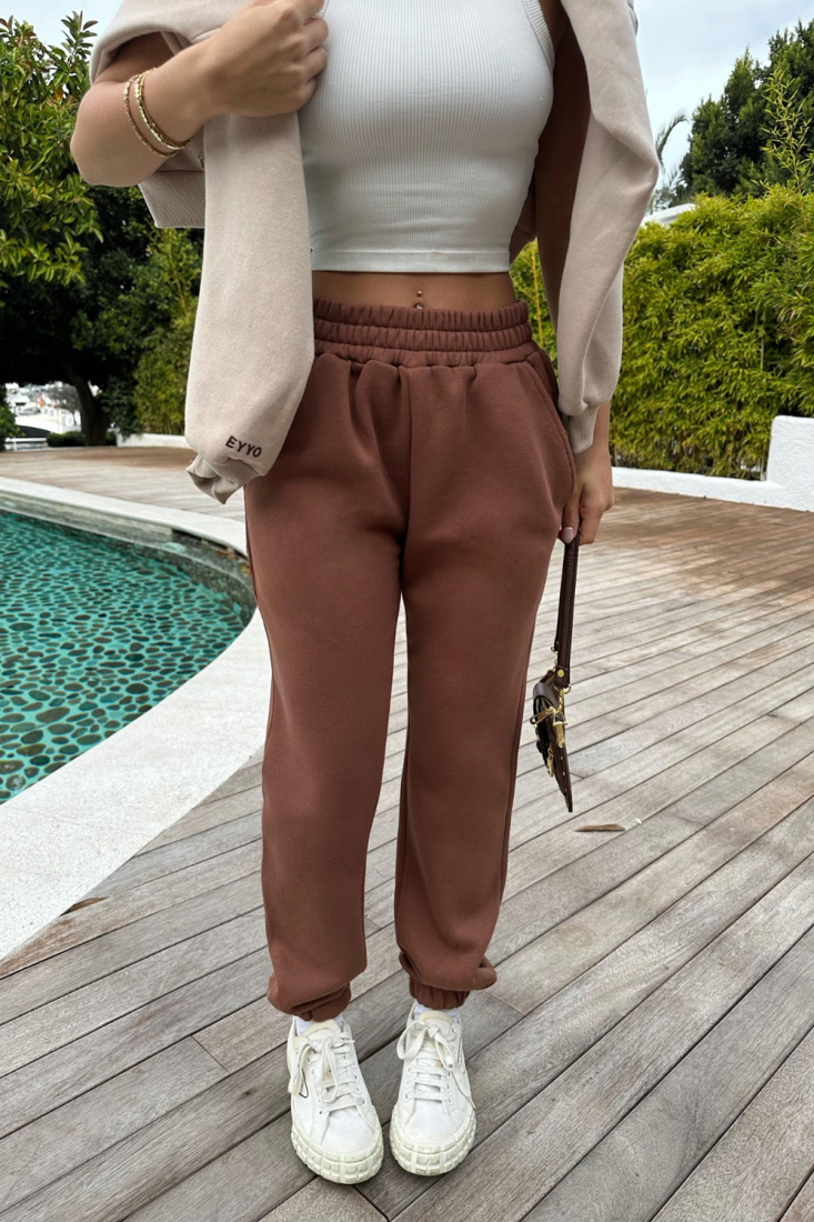 Kahverengi Cep Detay Eşofman Altı ATE-0458 - EYYO