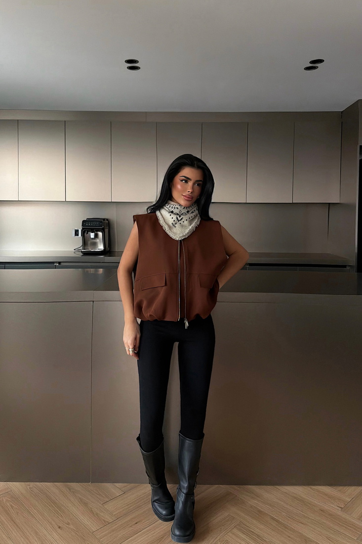 Kahverengi Hacciko Yelek ATE-2118 - EYYO