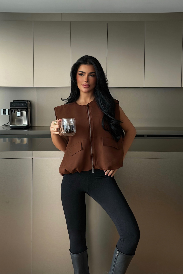 Kahverengi Hacciko Yelek ATE-2118 - EYYO