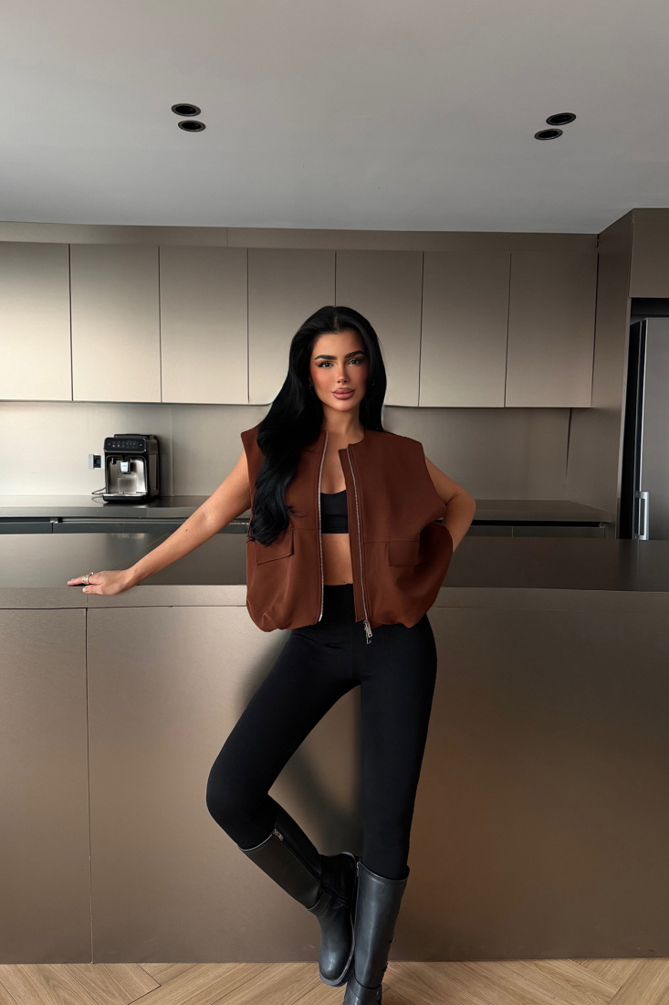 Kahverengi Hacciko Yelek ATE-2118 - EYYO