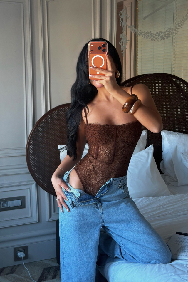 Kahverengi Aqipur Bodysuit ATE-5125 - 1