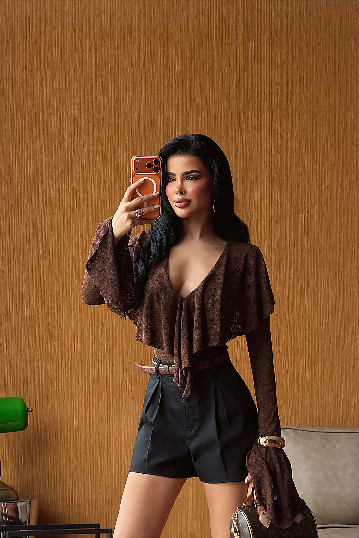 Kahverengi Dantel Detay Bodysuit ATE-5414 - EYYO