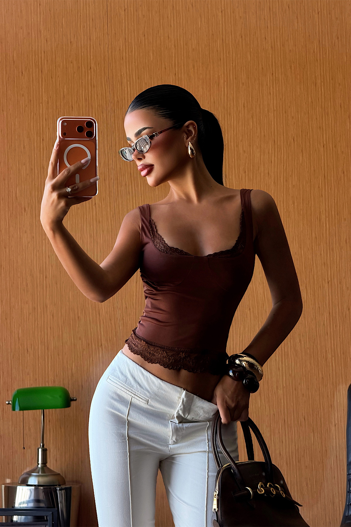 Kahverengi Simara Crop Top - 1