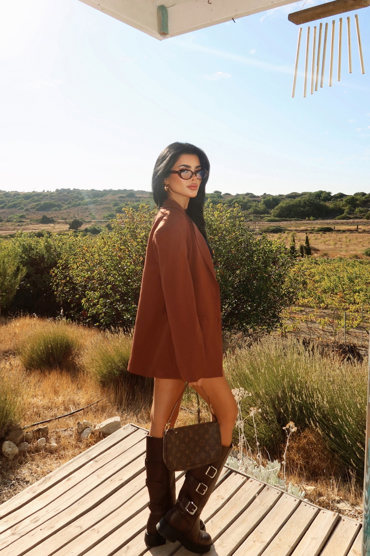 Kahverengi Sidrit Oversize Blazer ATE-2271 - EYYO