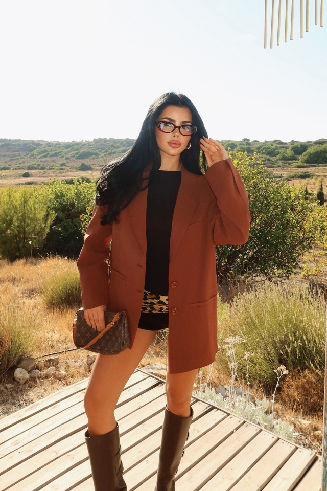 Kahverengi Sidrit Oversize Blazer ATE-2271 - 1