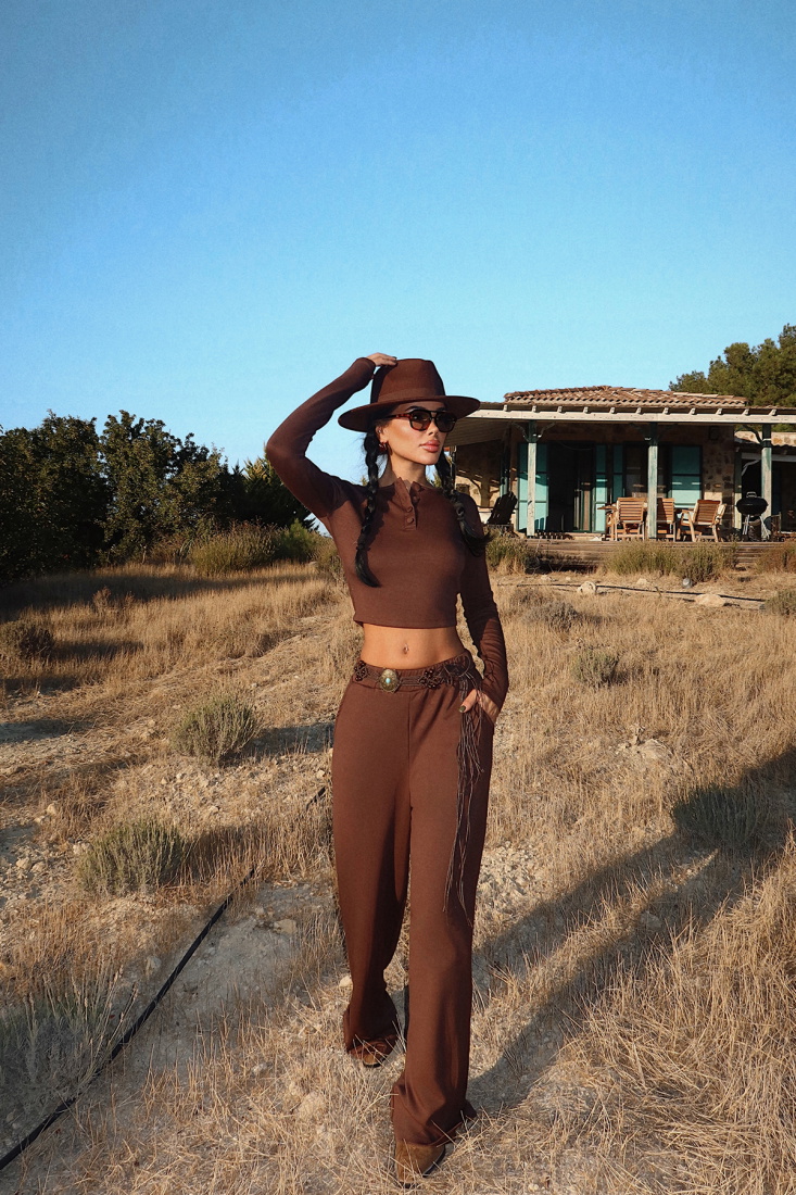 Kahverengi Rapha Alt Üst Takım ATE-3647 - EYYO