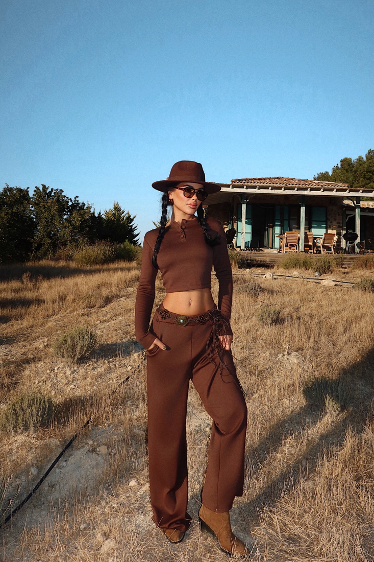 Kahverengi Rapha Alt Üst Takım ATE-3647 - EYYO