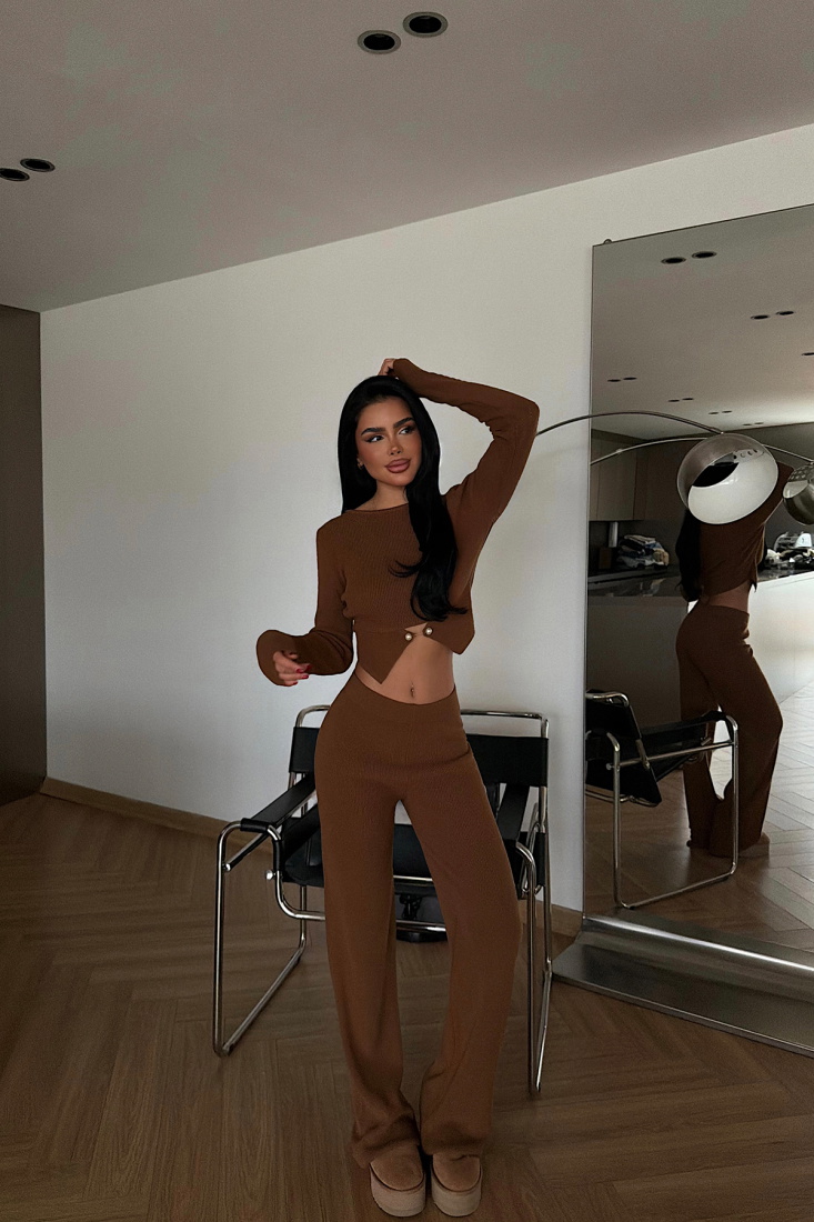 Kahverengi Octavia Triko Takım ATE-4439 - EYYO