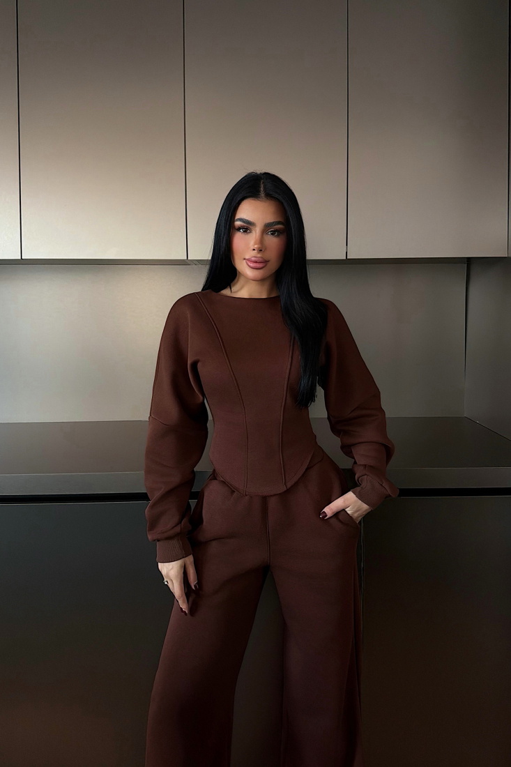 Kahverengi Oska Eşofman Takımı ATE-4106 - EYYO