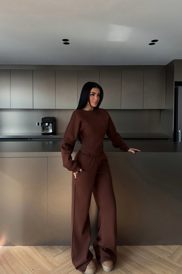 Kahverengi Oska Eşofman Takımı ATE-4106 - 3