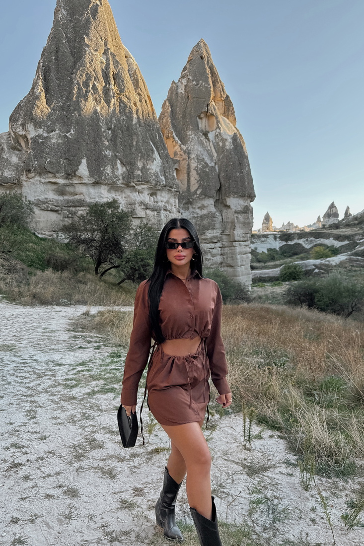 Kahverengi Beyla Gömlek Takım ATE-1695 - EYYO