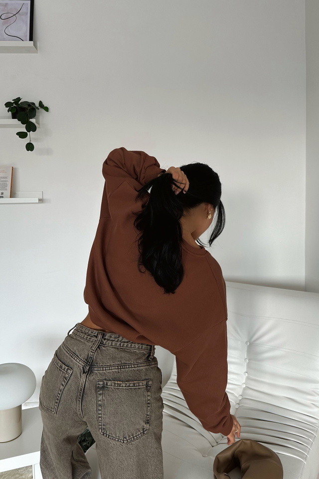 Kahverengi Feelıngs Yazılı Sweat ATE-0306 - 5