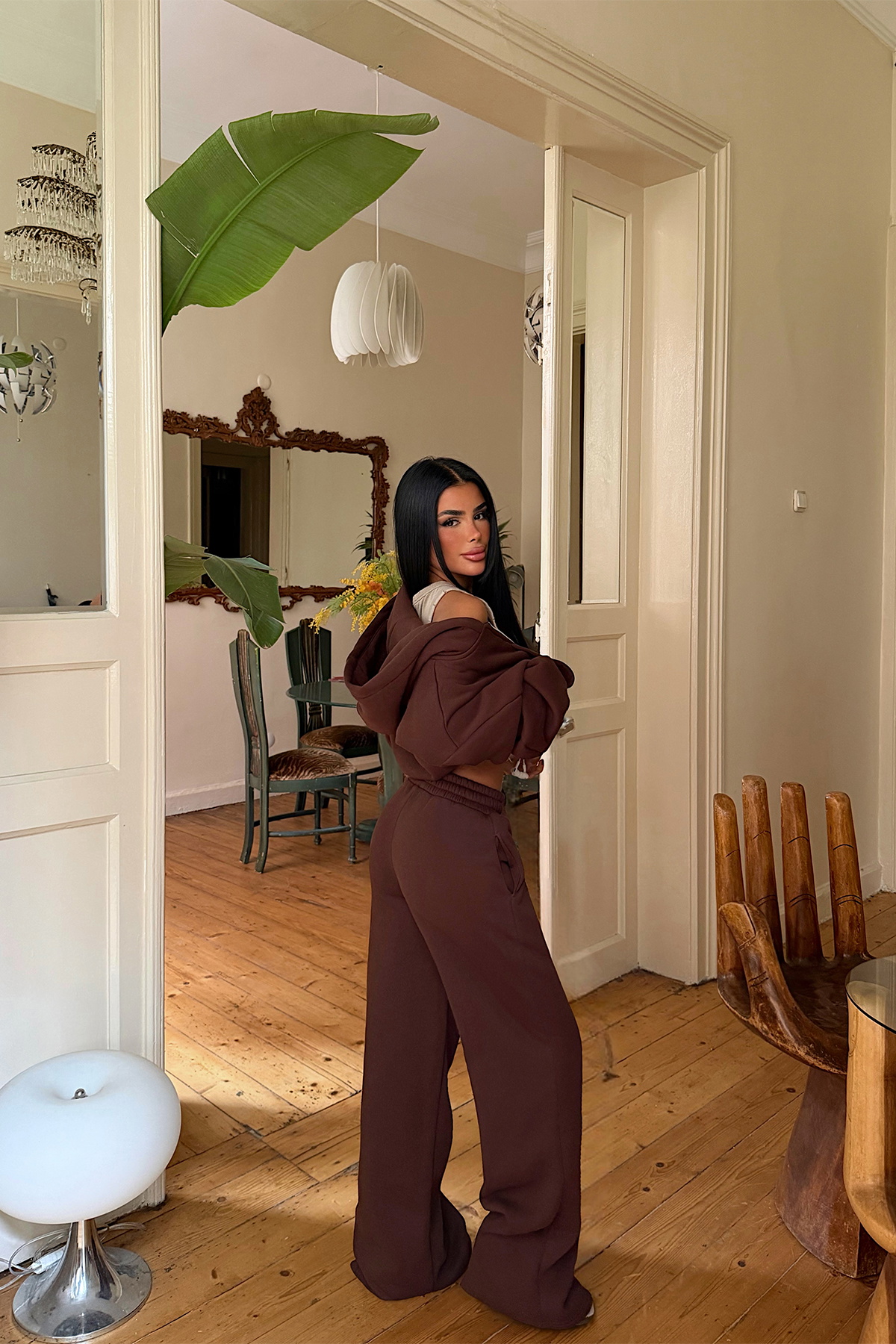 Kahverengi Fermuar Detay Eşofman Takım - 4