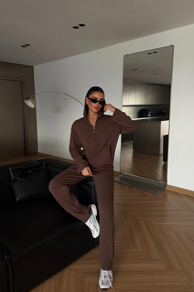 Kahverengi Naerys Fermuar Detaylı Eşofman Takım ATE-2470 - 3