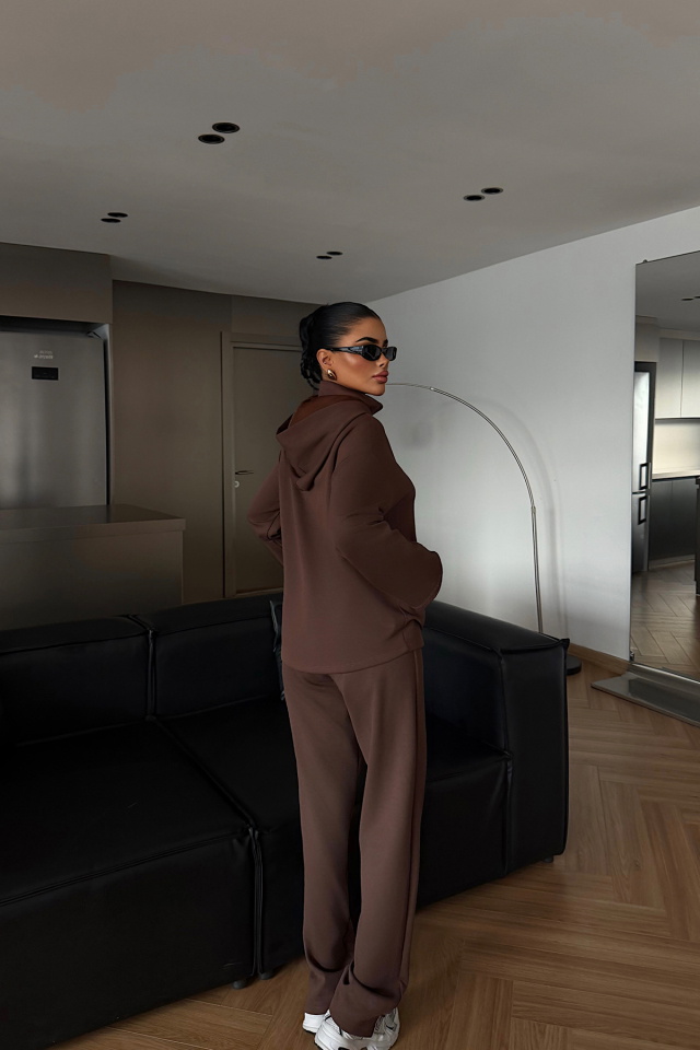 Kahverengi Naerys Fermuar Detaylı Eşofman Takım ATE-2470 - 4