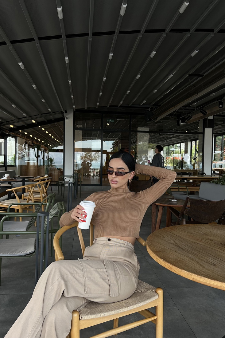 Kahverengi Fitilli Basic kazak ATE2784 - EYYO