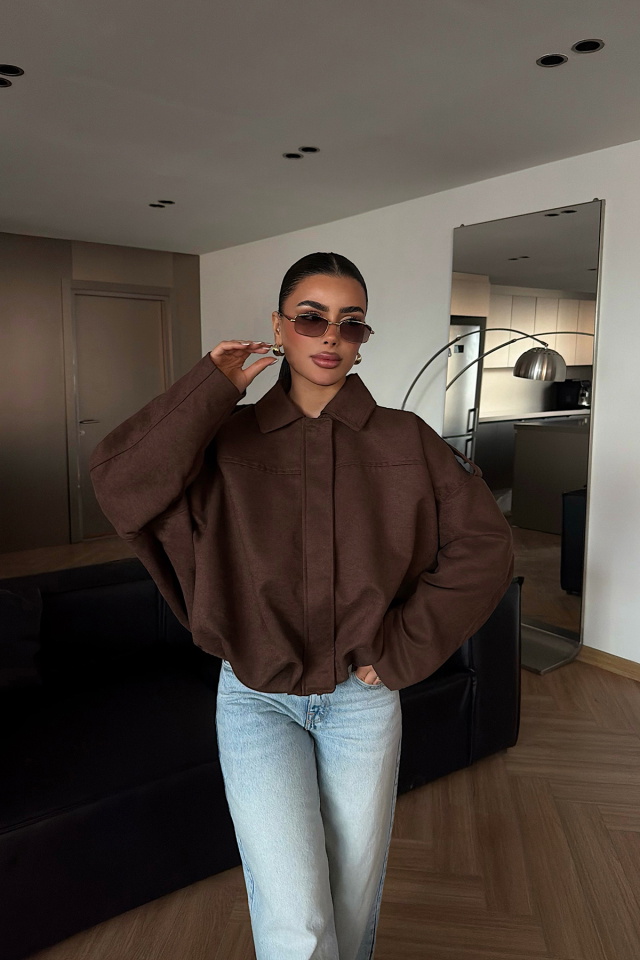 Kahverengi Gömlek Yaka Ceket ATE-4747 - 2