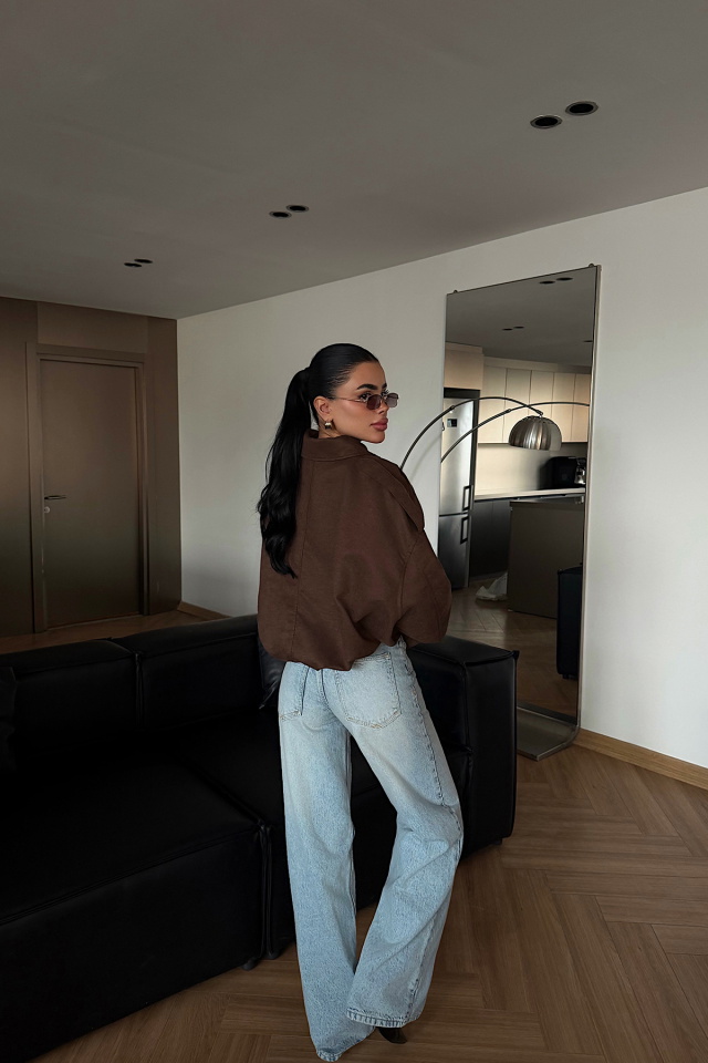 Kahverengi Gömlek Yaka Ceket ATE-4747 - 4