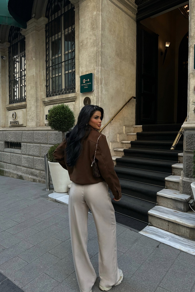 Kahverengi Gömlek Yaka Cep Detay Ceket ATE-0783 - 5