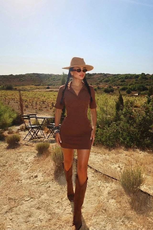 Kahverengi Chriselda Elbise ATE-2023 