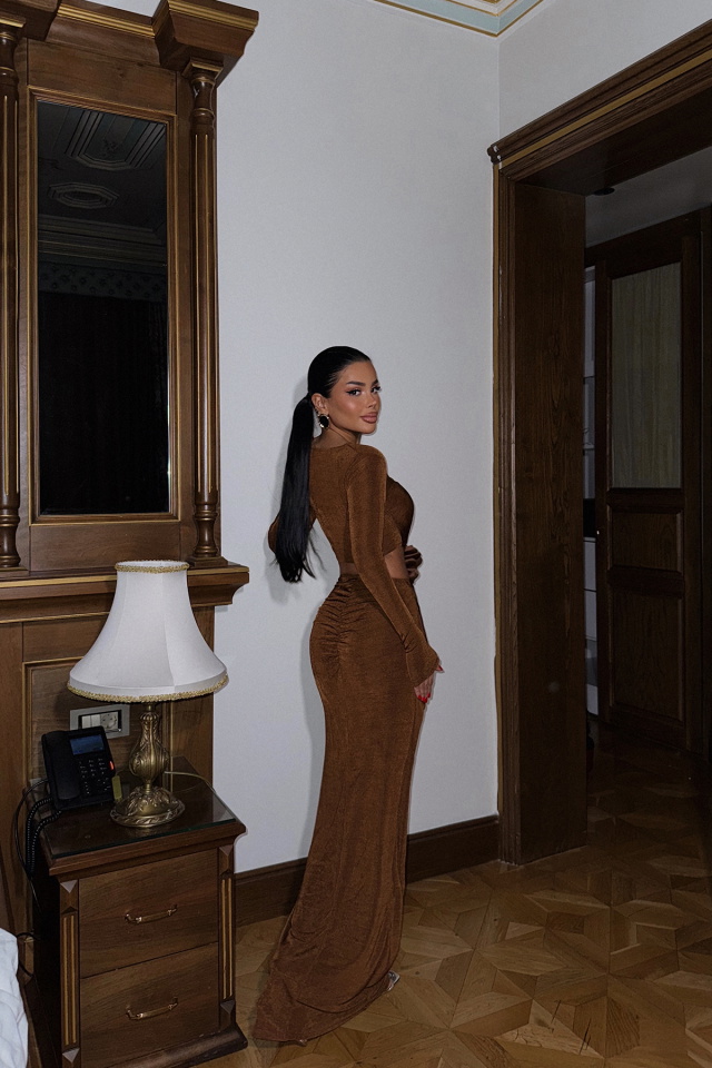 Kahverengi Fierello Elbise ATE-2297 - 6