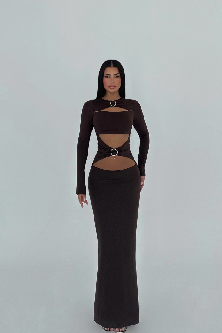 Kahverengi Marcelo Uzun Elbise ATE-2480 - EYYO