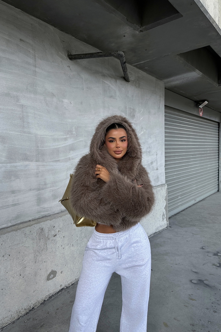 Kahverengi Vania Kapüşonlu Kürk ATE-1813 - EYYO