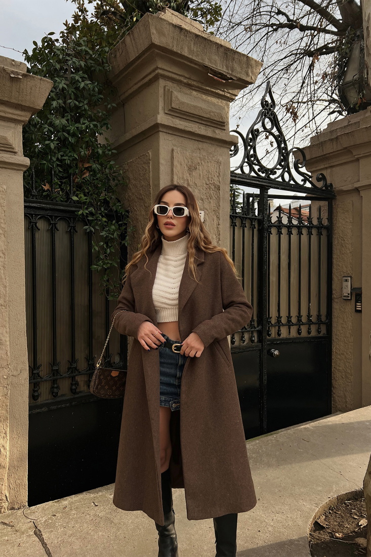 Kahverengi Kaşe Kaban ATE3196 - EYYO