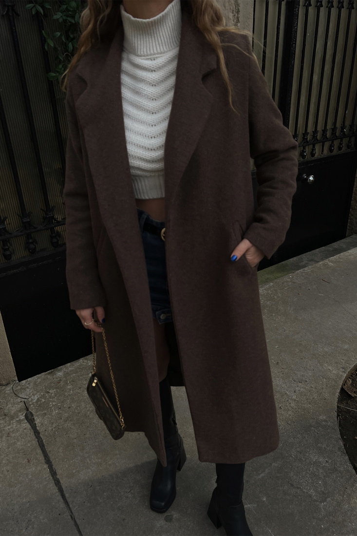 Kahverengi Kaşe Kaban ATE3196 - EYYO