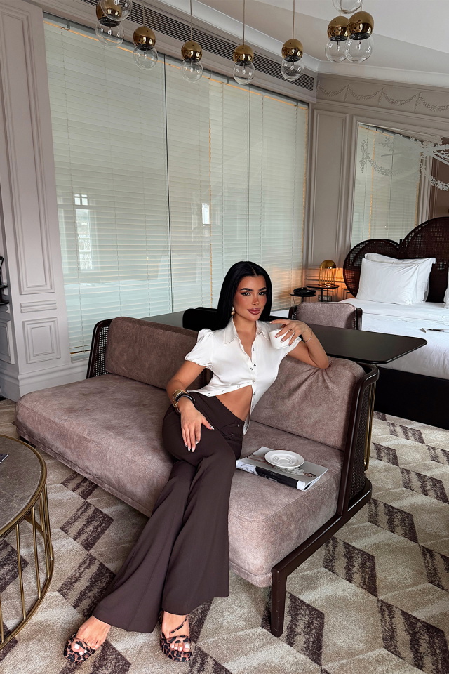 Kahverengi Kemer Detay Pantolon ATE-3553 - 2