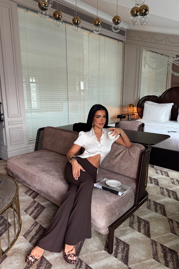 Kahverengi Kemer Detay Pantolon ATE-3553 - EYYO